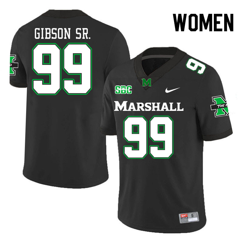 Women #99 Isaiah Gibson Sr. Marshall Thundering Herd SBC Conference College Football Jerseys Stitche